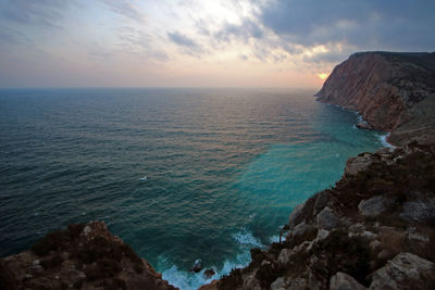 Scenic view of sea against sky during sunset