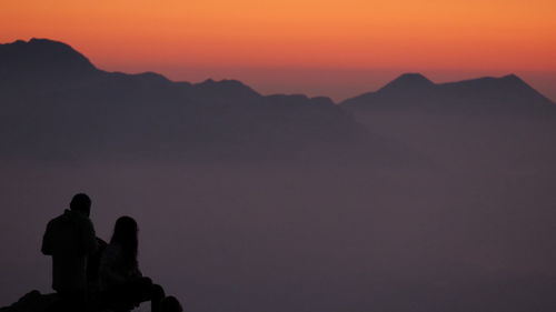 Silhouette of mountain at sunset