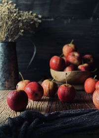 Close-up of apples on table