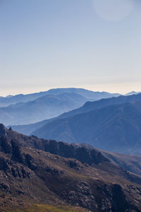 Scenic view of mountains against clear sky