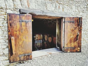 Close-up of abandoned door