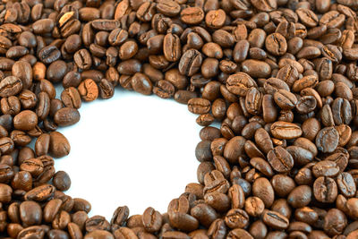 High angle view of coffee beans