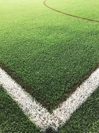 High angle view of soccer field