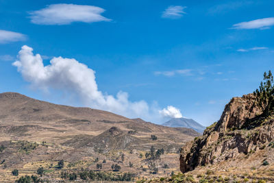 Eruption of the volcano sabancaya in peru on the 10th of june, 2019. 