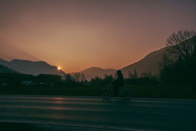 Scenic view of mountains at sunset