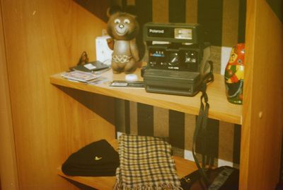 Close-up of toys on table at home