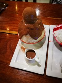 Close-up of food served on table