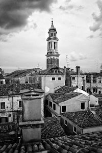 Low angle view of building against cloudy sky