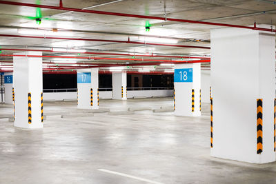 Interior of illuminated parking lot