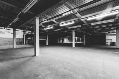 Interior of empty parking lot