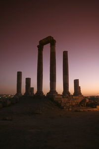 View of old ruins against sky during sunset