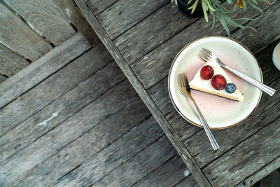 High angle view of breakfast on table