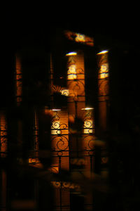 Close-up of illuminated street light