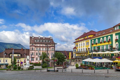 Main square in mariazell city center, austria