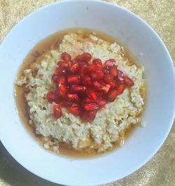 Directly above shot of breakfast served in bowl