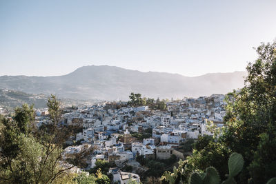 High angle view of townscape against sky