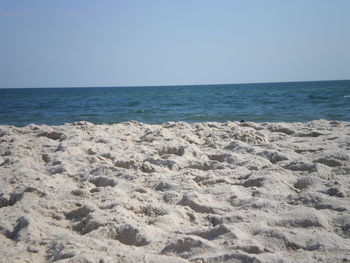 Scenic view of sea against clear sky