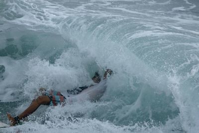 Waves splashing on shore