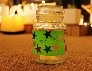 Close-up of drink in jar on table