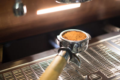 High angle view of coffee cup