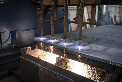 High angle view of cnc machine in factory