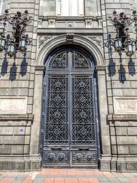 Closed door of building