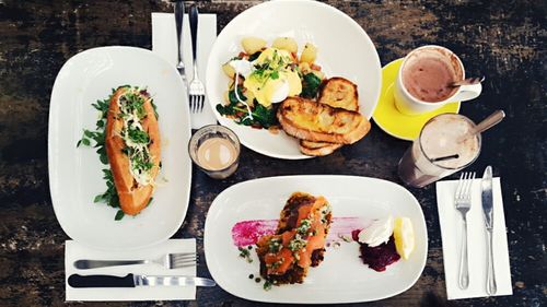 Directly above shot of food in plate