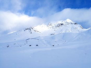 Aerial view of snowcapped mountains against sky