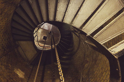 Close-up view of spiral staircase