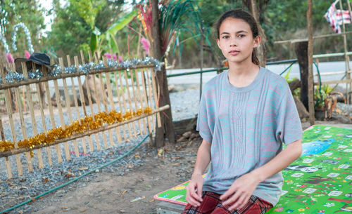 Beautiful girl, model, asian white teen, gardening, forest, nature, thailand