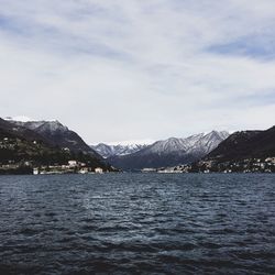 Scenic view of mountains against sky during winter