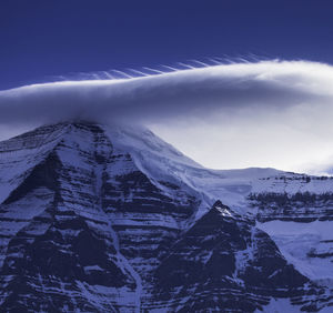 Scenic view of snow covered mountains against sky