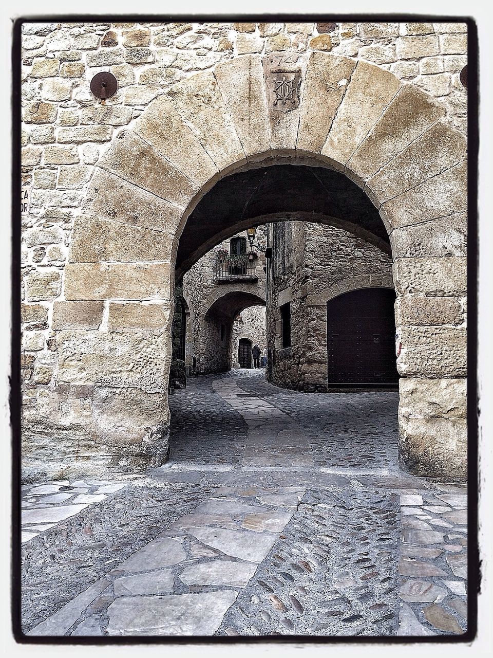 architecture, built structure, transfer print, arch, building exterior, auto post production filter, the way forward, cobblestone, stone wall, history, brick wall, old, wall - building feature, archway, day, paving stone, walkway, footpath, diminishing perspective, street