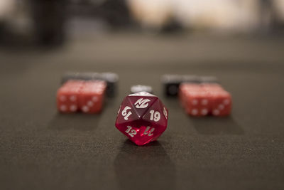 Close-up of objects on table