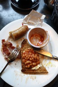 High angle view of breakfast on table