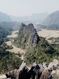 Panoramic view of landscape and mountains against sky