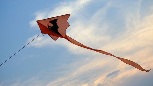 Low angle view of flag against sky during sunset