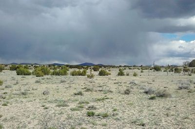 Scenic view of landscape against cloudy sky