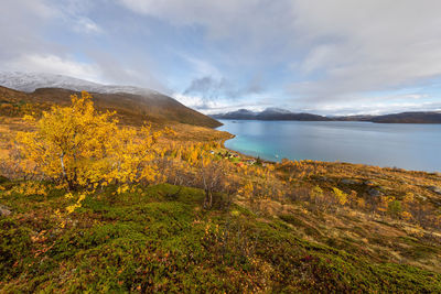 Scenic view of lake against sky