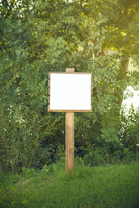 Information sign on field