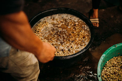 Washing coffee beans
