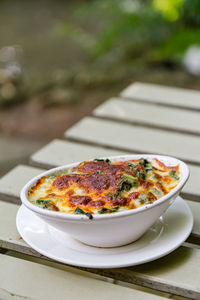 Close-up of meal served in plate