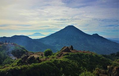 Scenic view of mountains against sky