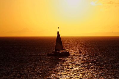 Scenic view of sea at sunset