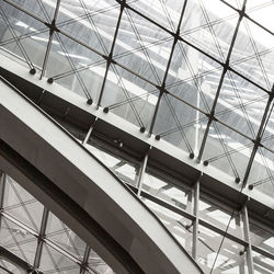 Low angle view of skylight in building