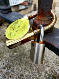 Close-up of rusty padlock