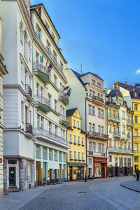 Street in karlovy vary city center, czech republic