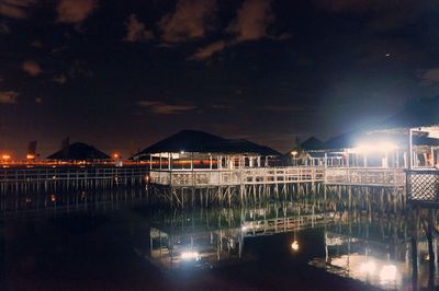 Illuminated building at night