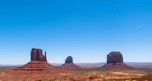 Rock formations in desert against sky