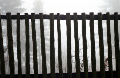 Close-up fence against sky